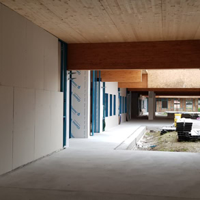 Fase di cantiere del progetto di realizzazione del polo d'infanzia di Vigasio: Origine Ingegneria si sta occupando della sicurezza in cantiere.